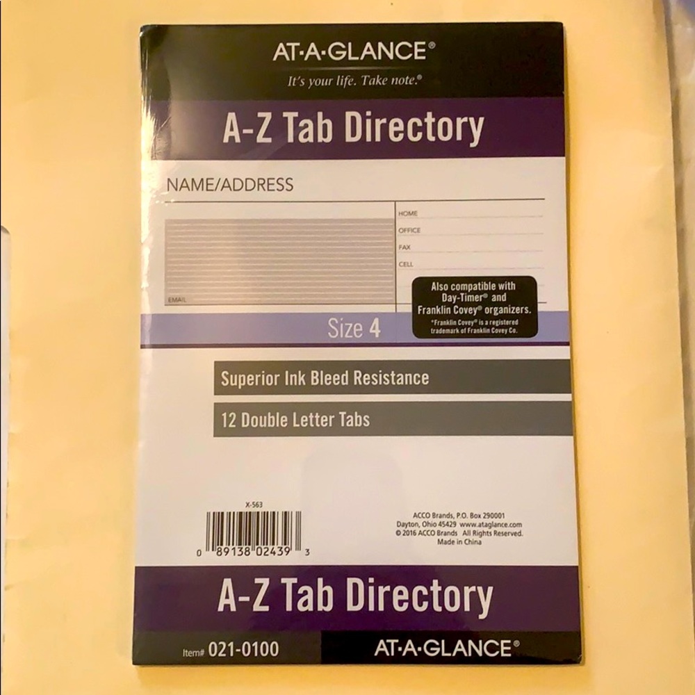 Size 4 Name/Address Refill for Daytimer Planner